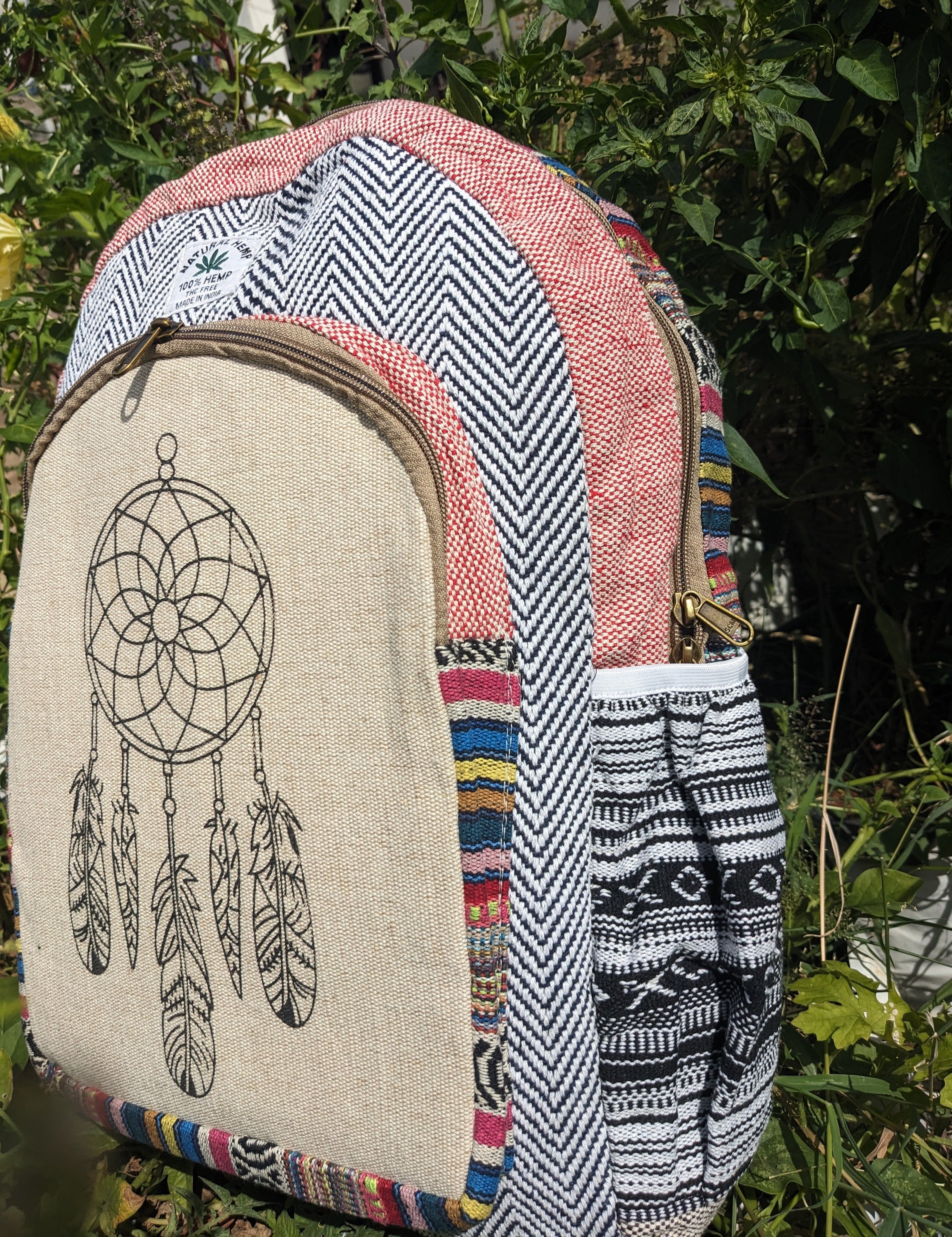 Dream Catcher Black Printed | Hemp Backpack